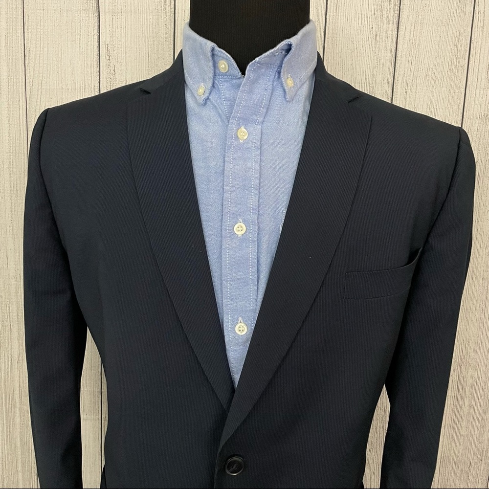 Angelo Litrico 46R Slim Fit Navy Blue 2-Button Dual-Vented Sports Coat